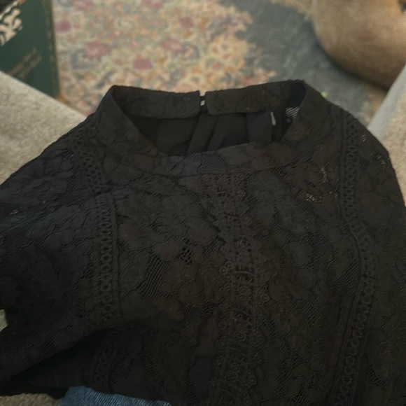 Forever 21 Black Whimsigoth Peplum Long Bishop Sleeve Mesh Top Size Small - Picture 3 of 15